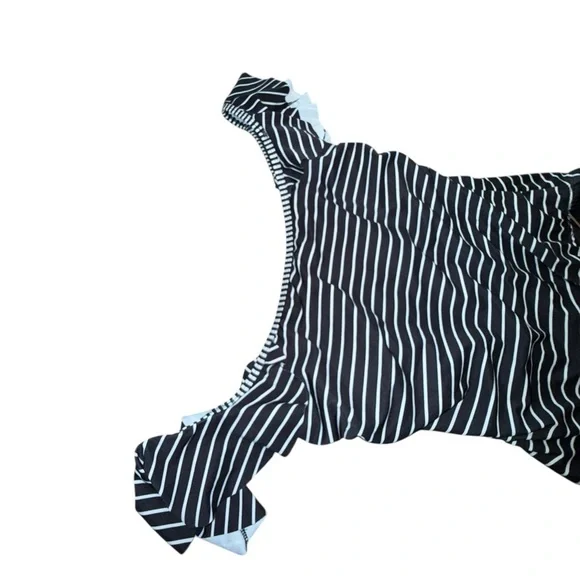 5/$25 Vince Camuto Off-Shoulder Striped One Piece - Black and White - Picture 5 of 7